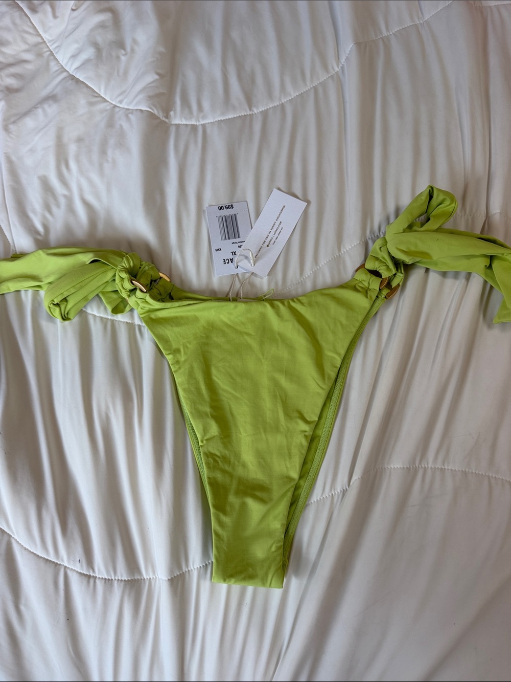 l*space Lime Green Tie-Side Bikini Bottom XL